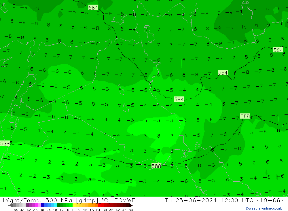 Z500/Rain (+SLP)/Z850 ECMWF Tu 25.06.2024 12 UTC