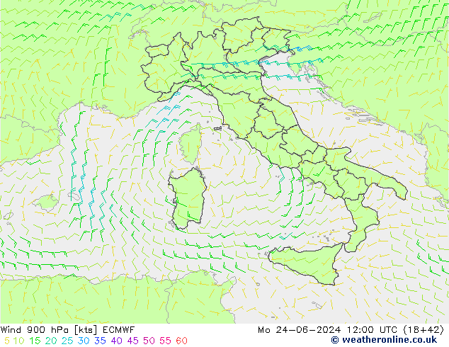 Wind 900 hPa ECMWF ma 24.06.2024 12 UTC