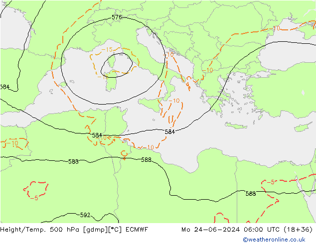 Z500/Rain (+SLP)/Z850 ECMWF  24.06.2024 06 UTC