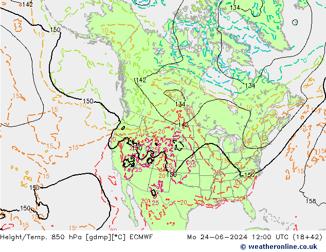 Z500/Rain (+SLP)/Z850 ECMWF  24.06.2024 12 UTC