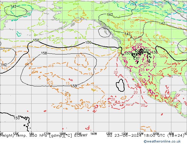 Z500/Rain (+SLP)/Z850 ECMWF dom 23.06.2024 18 UTC