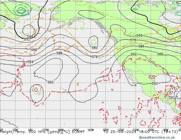 Z500/Rain (+SLP)/Z850 ECMWF вт 25.06.2024 18 UTC