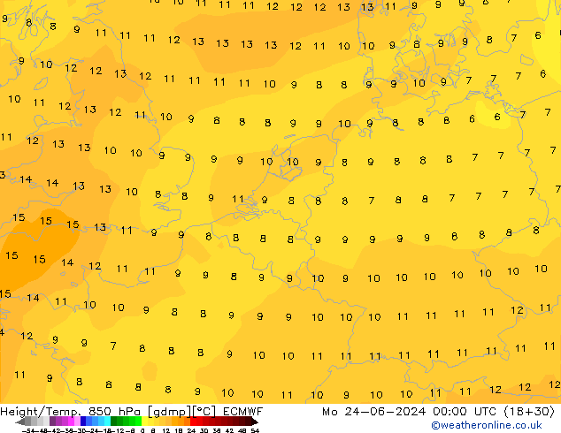 Z500/Rain (+SLP)/Z850 ECMWF lun 24.06.2024 00 UTC