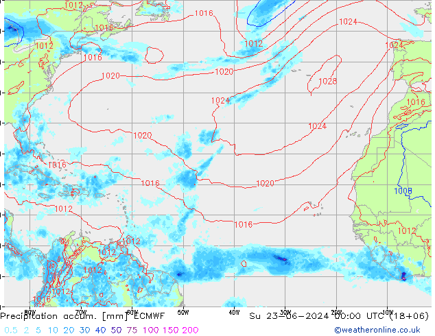 Precipitation accum. ECMWF dom 23.06.2024 00 UTC