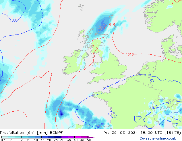 Z500/Rain (+SLP)/Z850 ECMWF śro. 26.06.2024 00 UTC