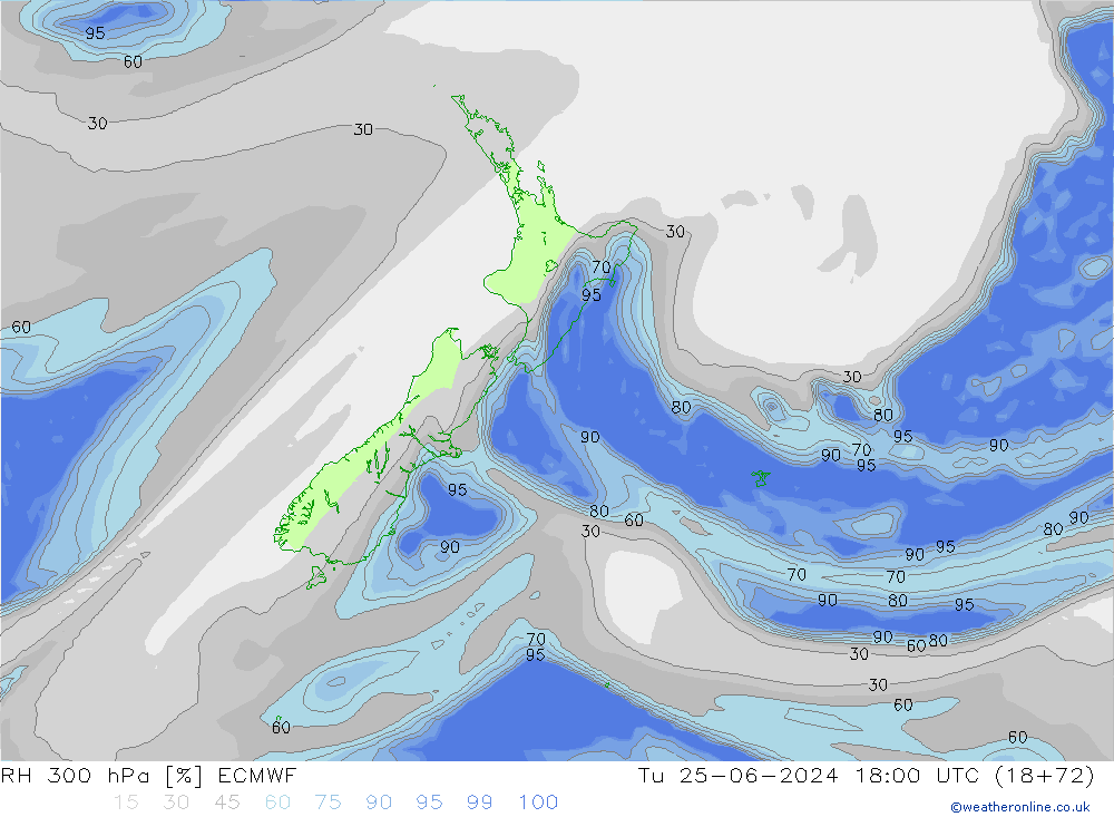 RH 300 hPa ECMWF wto. 25.06.2024 18 UTC