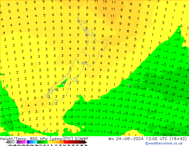 Z500/Rain (+SLP)/Z850 ECMWF Mo 24.06.2024 12 UTC