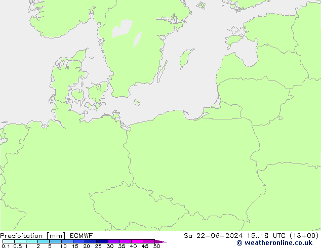 Srážky ECMWF So 22.06.2024 18 UTC