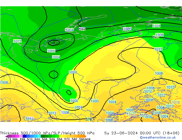 Thck 500-1000hPa ECMWF dom 23.06.2024 00 UTC