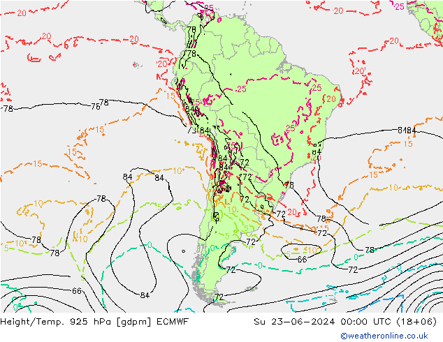 Height/Temp. 925 hPa ECMWF  23.06.2024 00 UTC