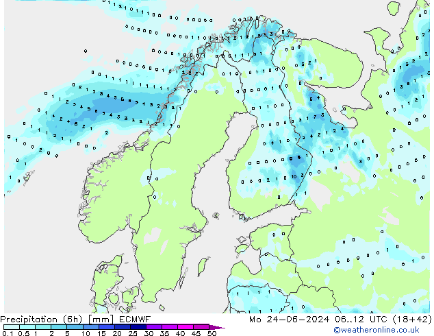 Z500/Rain (+SLP)/Z850 ECMWF  24.06.2024 12 UTC