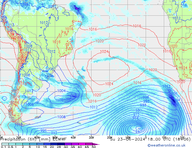 Z500/Rain (+SLP)/Z850 ECMWF  23.06.2024 00 UTC