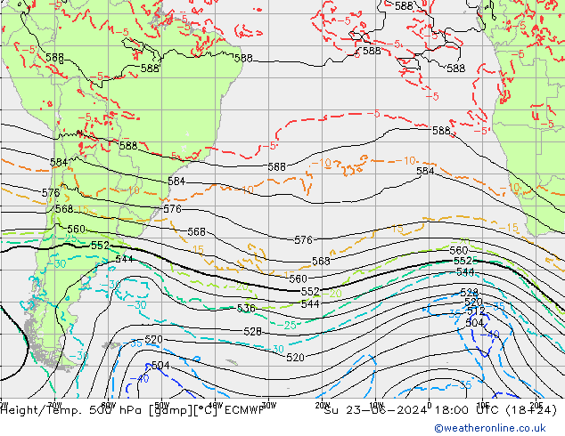 Z500/Rain (+SLP)/Z850 ECMWF Su 23.06.2024 18 UTC