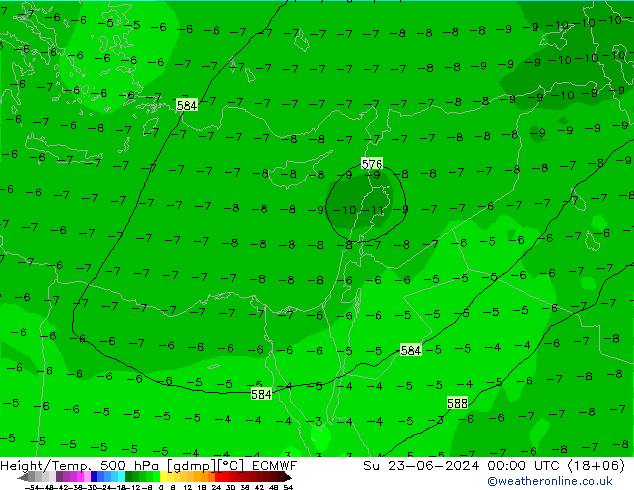 Z500/Rain (+SLP)/Z850 ECMWF  23.06.2024 00 UTC