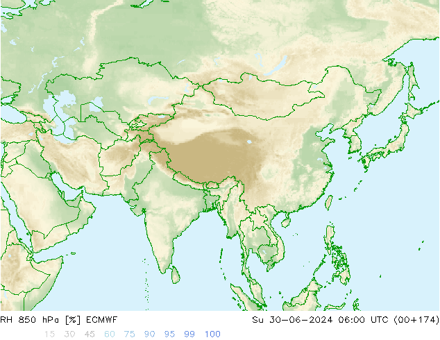 Humidité rel. 850 hPa ECMWF dim 30.06.2024 06 UTC