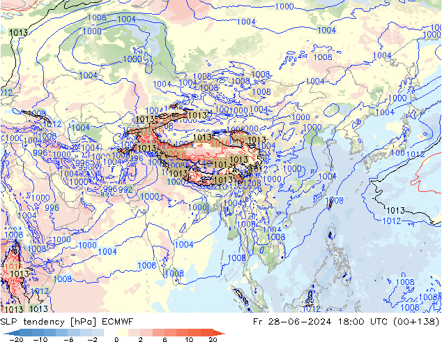 SLP tendency ECMWF Fr 28.06.2024 18 UTC