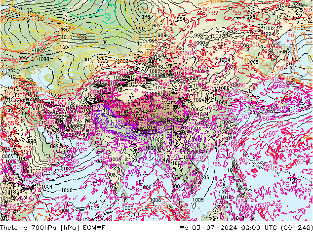 Theta-e 700hPa ECMWF We 03.07.2024 00 UTC