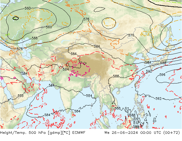 Z500/Rain (+SLP)/Z850 ECMWF  26.06.2024 00 UTC