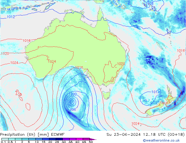 Z500/Rain (+SLP)/Z850 ECMWF Su 23.06.2024 18 UTC