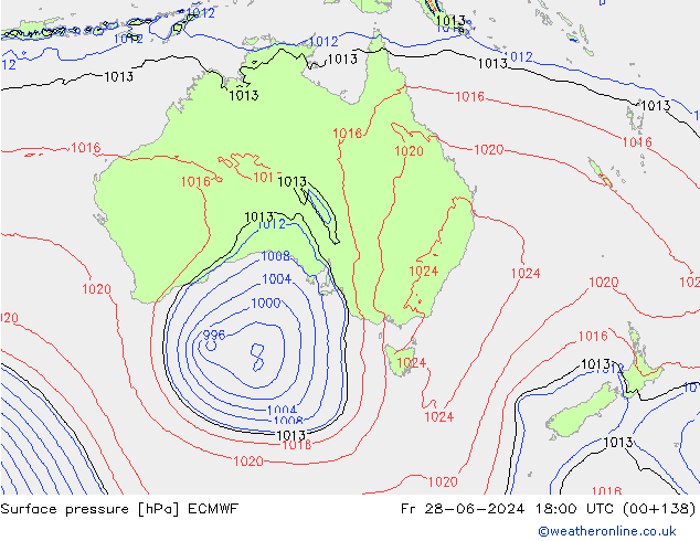 pression de l'air ECMWF ven 28.06.2024 18 UTC