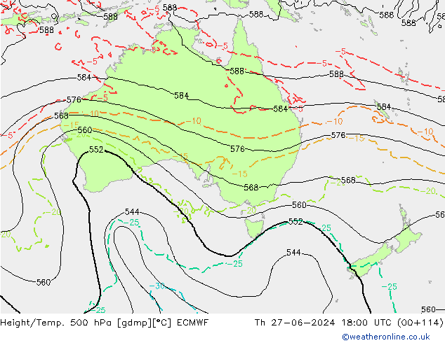 Z500/Rain (+SLP)/Z850 ECMWF Th 27.06.2024 18 UTC