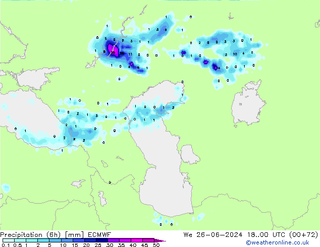 Z500/Rain (+SLP)/Z850 ECMWF We 26.06.2024 00 UTC