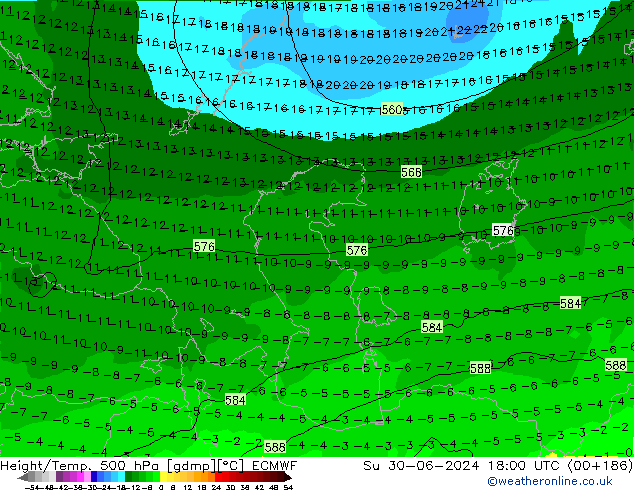 Height/Temp. 500 hPa ECMWF  30.06.2024 18 UTC