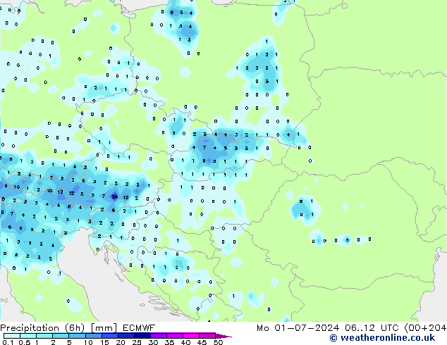 Z500/Rain (+SLP)/Z850 ECMWF lun 01.07.2024 12 UTC