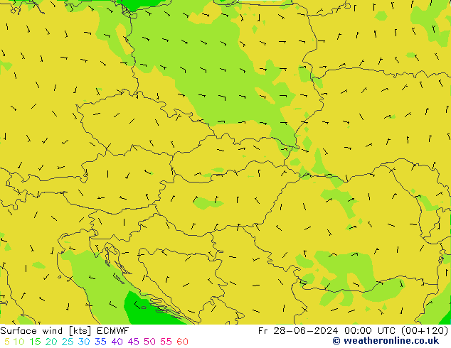 ветер 10 m ECMWF пт 28.06.2024 00 UTC