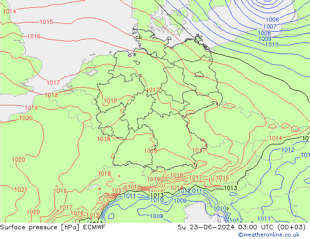 地面气压 ECMWF 星期日 23.06.2024 03 UTC