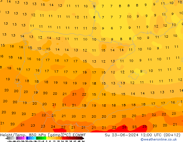 Z500/Regen(+SLP)/Z850 ECMWF zo 23.06.2024 12 UTC