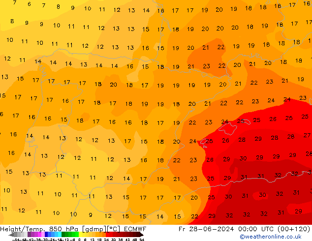 Z500/Rain (+SLP)/Z850 ECMWF ven 28.06.2024 00 UTC