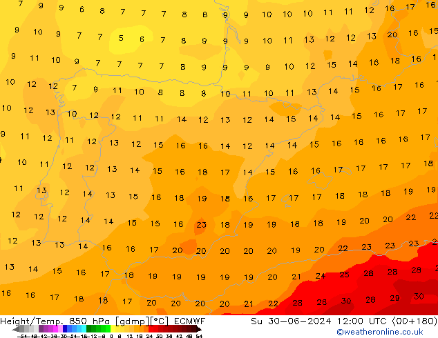 Z500/Regen(+SLP)/Z850 ECMWF zo 30.06.2024 12 UTC