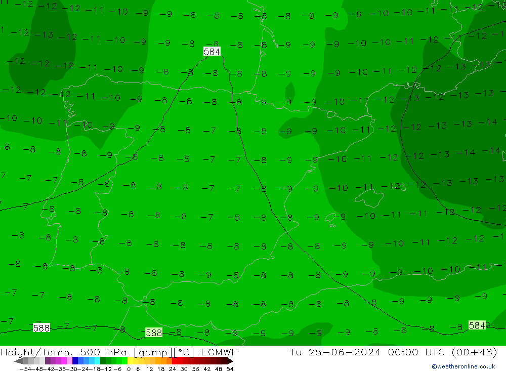 Geop./Temp. 500 hPa ECMWF mar 25.06.2024 00 UTC