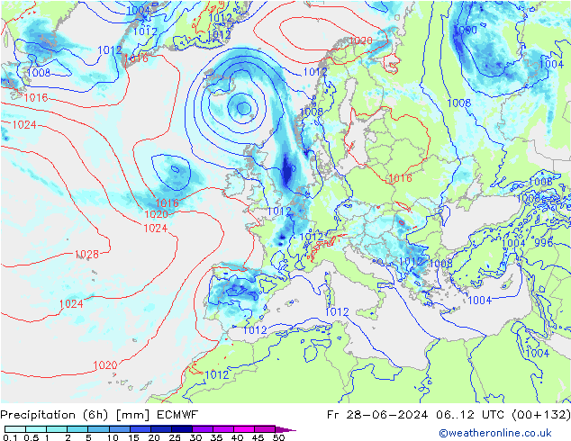 Z500/Regen(+SLP)/Z850 ECMWF vr 28.06.2024 12 UTC