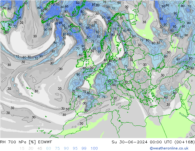 700 hPa Nispi Nem ECMWF Paz 30.06.2024 00 UTC