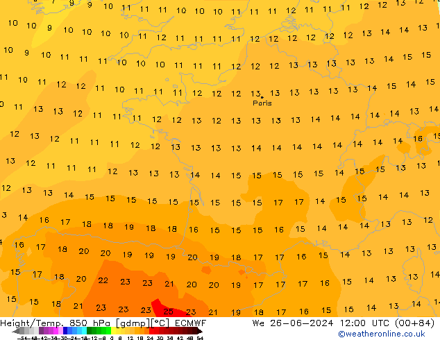 Z500/Rain (+SLP)/Z850 ECMWF Qua 26.06.2024 12 UTC