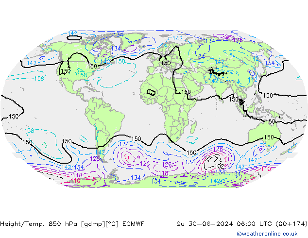 Z500/Rain (+SLP)/Z850 ECMWF dom 30.06.2024 06 UTC