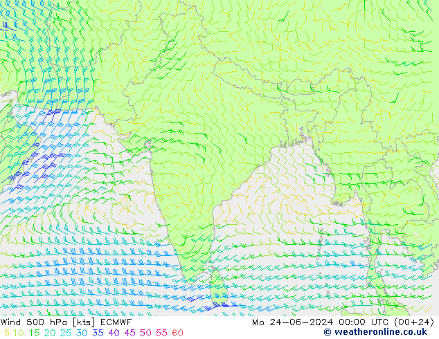 Rüzgar 500 hPa ECMWF Pzt 24.06.2024 00 UTC