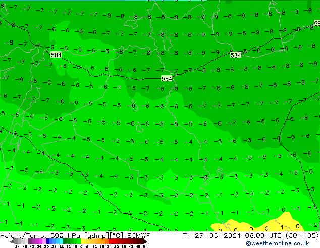 Z500/Regen(+SLP)/Z850 ECMWF do 27.06.2024 06 UTC