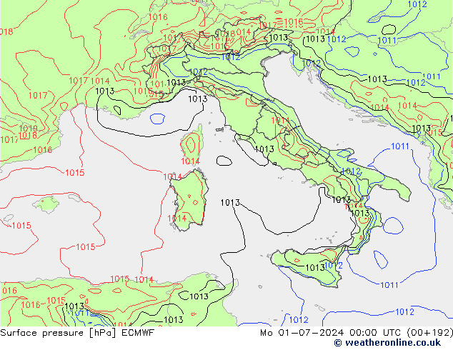 pression de l'air ECMWF lun 01.07.2024 00 UTC