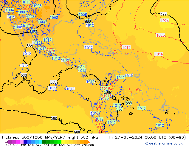 Thck 500-1000гПа ECMWF чт 27.06.2024 00 UTC