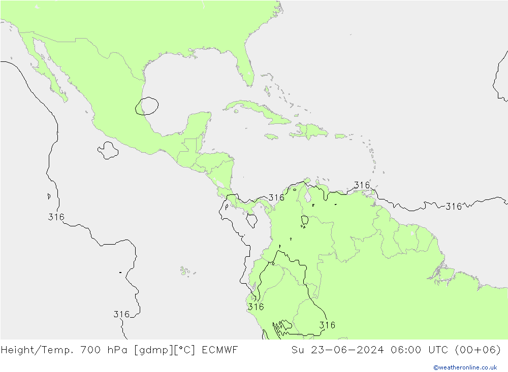 Height/Temp. 700 hPa ECMWF  23.06.2024 06 UTC
