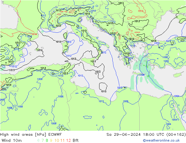 High wind areas ECMWF  29.06.2024 18 UTC