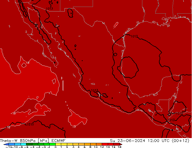 Theta-W 850hPa ECMWF Su 23.06.2024 12 UTC