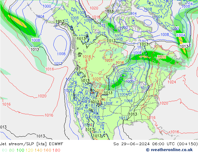 Jet stream ECMWF Sáb 29.06.2024 06 UTC