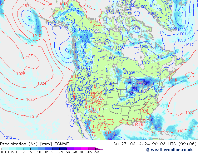 Z500/Rain (+SLP)/Z850 ECMWF 星期日 23.06.2024 06 UTC