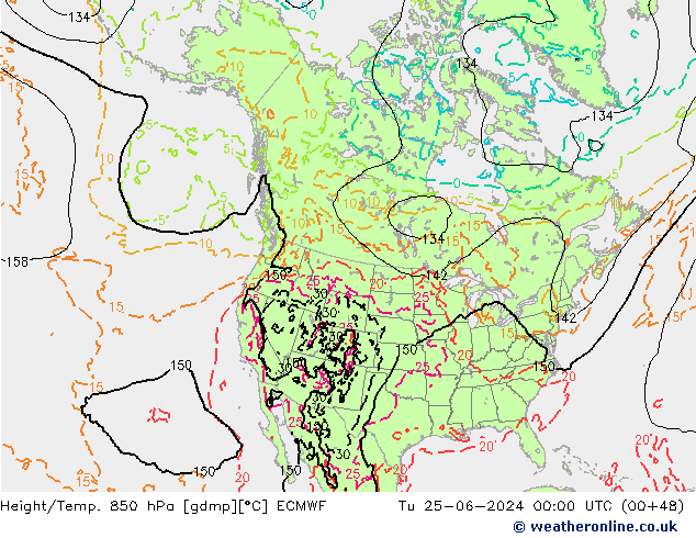 Z500/Rain (+SLP)/Z850 ECMWF Tu 25.06.2024 00 UTC