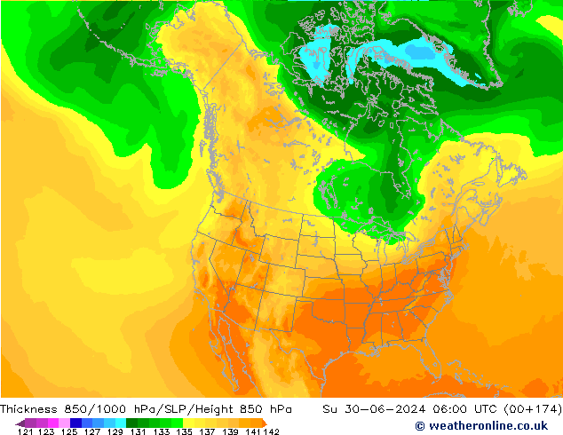 Thck 850-1000 hPa ECMWF dim 30.06.2024 06 UTC