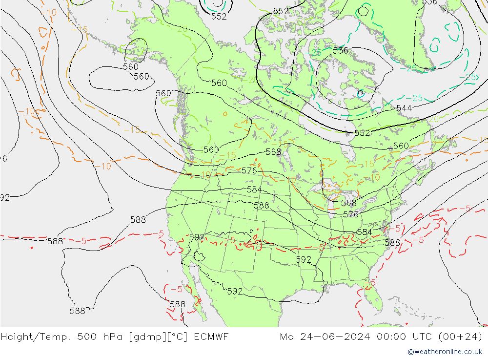 Z500/Rain (+SLP)/Z850 ECMWF Mo 24.06.2024 00 UTC